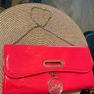 Christian Louboutin Sleek Pink Patent Leather Riviera Clutch